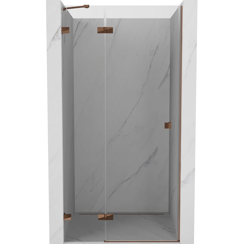 Mexen Lunar drzwi prysznicowe uchylne lewe 120 cm, transparent, różowe złoto - 834-120-000-60-00-L