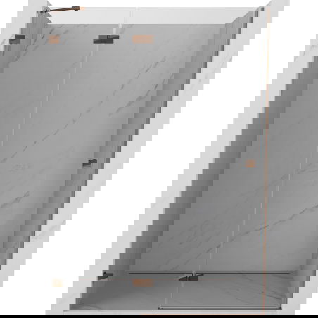 Mexen Lunar drzwi prysznicowe uchylne lewe 130 cm, transparent, różowe złoto - 834-130-000-60-00-L