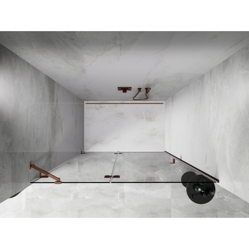Mexen Lunar drzwi prysznicowe uchylne lewe 130 cm, transparent, różowe złoto - 834-130-000-60-00-L