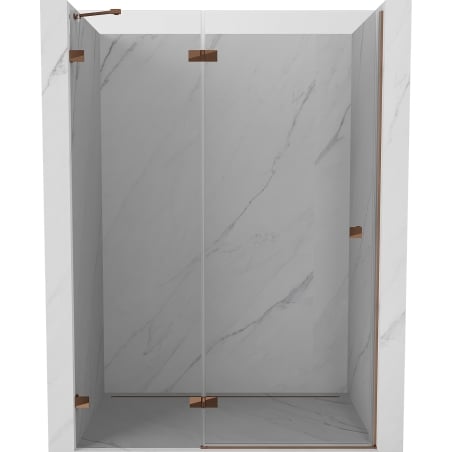 Mexen Lunar drzwi prysznicowe uchylne lewe 135 cm, transparent, różowe złoto - 834-135-000-60-00-L