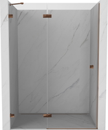 Mexen Lunar drzwi prysznicowe uchylne lewe 135 cm, transparent, różowe złoto - 834-135-000-60-00-L