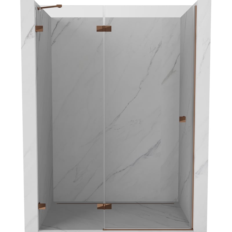 Mexen Lunar drzwi prysznicowe uchylne lewe 140 cm, transparent, różowe złoto - 834-140-000-60-00-L