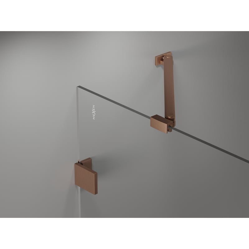 Mexen Lunar drzwi prysznicowe uchylne lewe 115 cm, transparent, miedź szczotkowana - 834-115-000-65-00-L