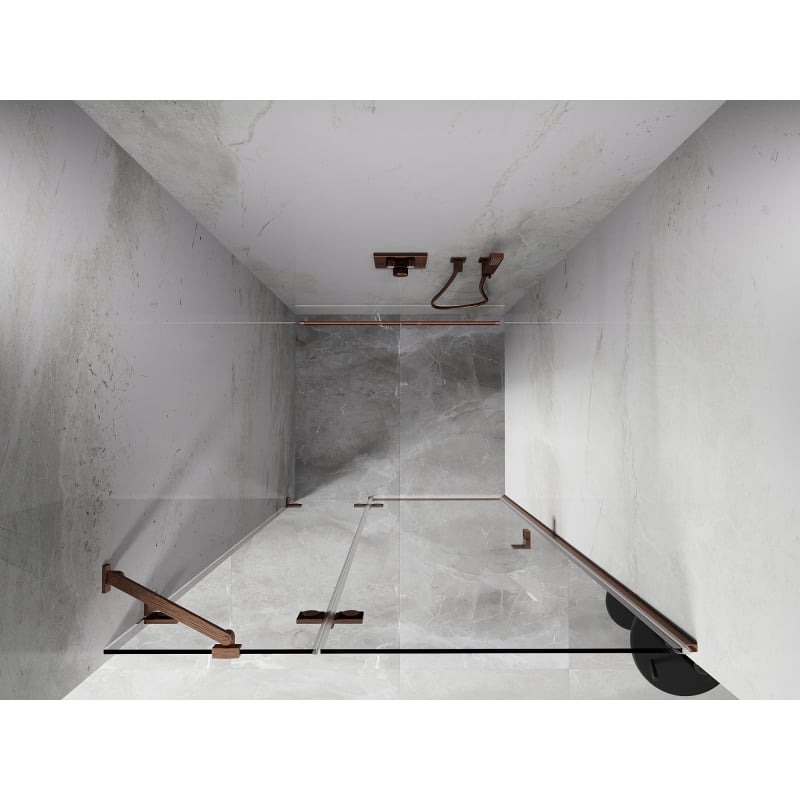 Mexen Lunar drzwi prysznicowe uchylne lewe 120 cm, transparent, miedź szczotkowana - 834-120-000-65-00-L