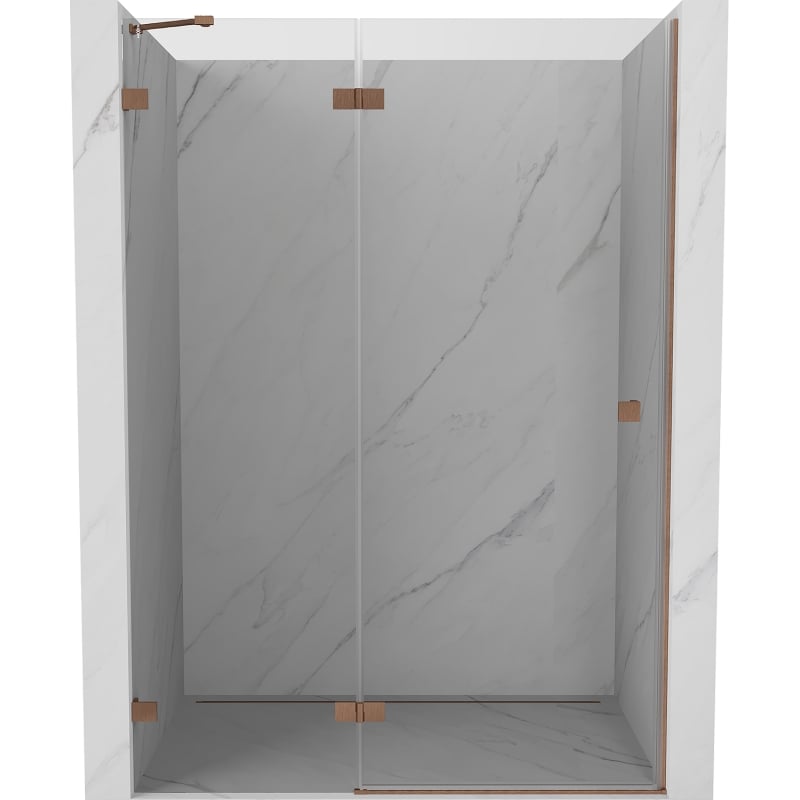 Mexen Lunar drzwi prysznicowe uchylne lewe 140 cm, transparent, miedź szczotkowana - 834-140-000-65-00-L