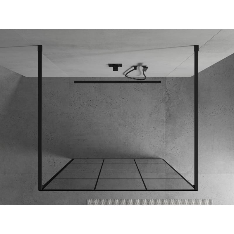 Mexen Kioto ścianka prysznicowa wolnostojąca 120 x 200 cm, czarna kratka 8 mm, czarna - 800-120-002-70-77