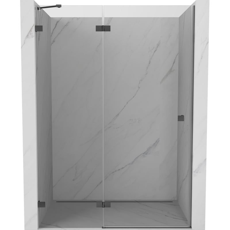 Mexen Lunar drzwi prysznicowe uchylne lewe 135 cm, transparent, gun gray szczotkowany - 834-135-000-66-00-L
