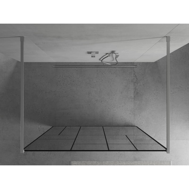 Mexen Kioto ścianka prysznicowa wolnostojąca 110 x 200 cm, czarny wzór 8 mm, chrom - 800-110-002-01-78