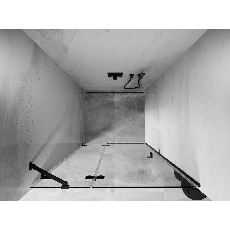 Mexen Lunar drzwi prysznicowe uchylne lewe 115 cm, transparent, czarne - 834-115-000-70-00-L