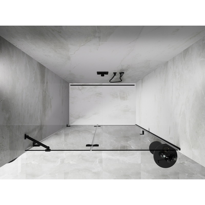 Mexen Lunar drzwi prysznicowe uchylne lewe 135 cm, transparent, czarne - 834-135-000-70-00-L