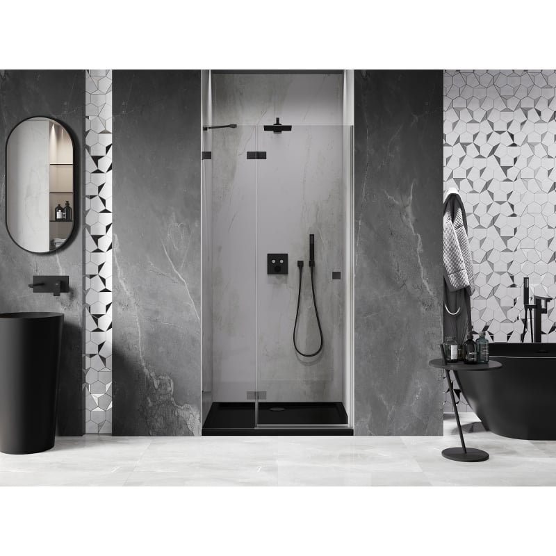 Mexen Lunar drzwi prysznicowe uchylne lewe 70 cm, transparent, gun metal - 834-070-000-95-00-L