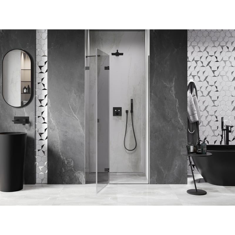 Mexen Lunar drzwi prysznicowe uchylne lewe 70 cm, transparent, gun metal - 834-070-000-95-00-L