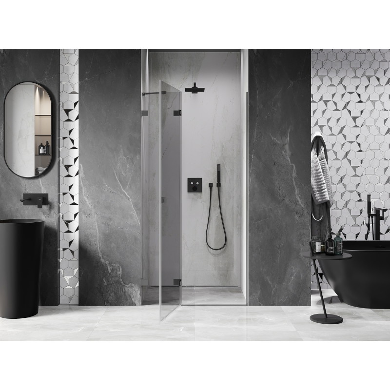 Mexen Lunar drzwi prysznicowe uchylne lewe 80 cm, transparent, gun metal - 834-080-000-95-00-L
