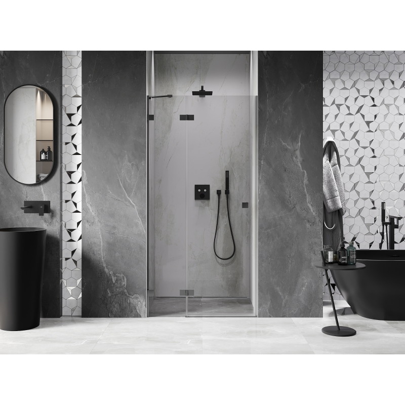 Mexen Lunar drzwi prysznicowe uchylne lewe 105 cm, transparent, gun metal - 834-105-000-95-00-L