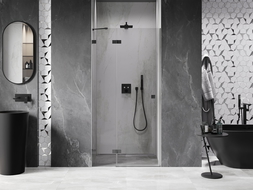 Mexen Lunar drzwi prysznicowe uchylne lewe 105 cm, transparent, gun metal - 834-105-000-95-00-L