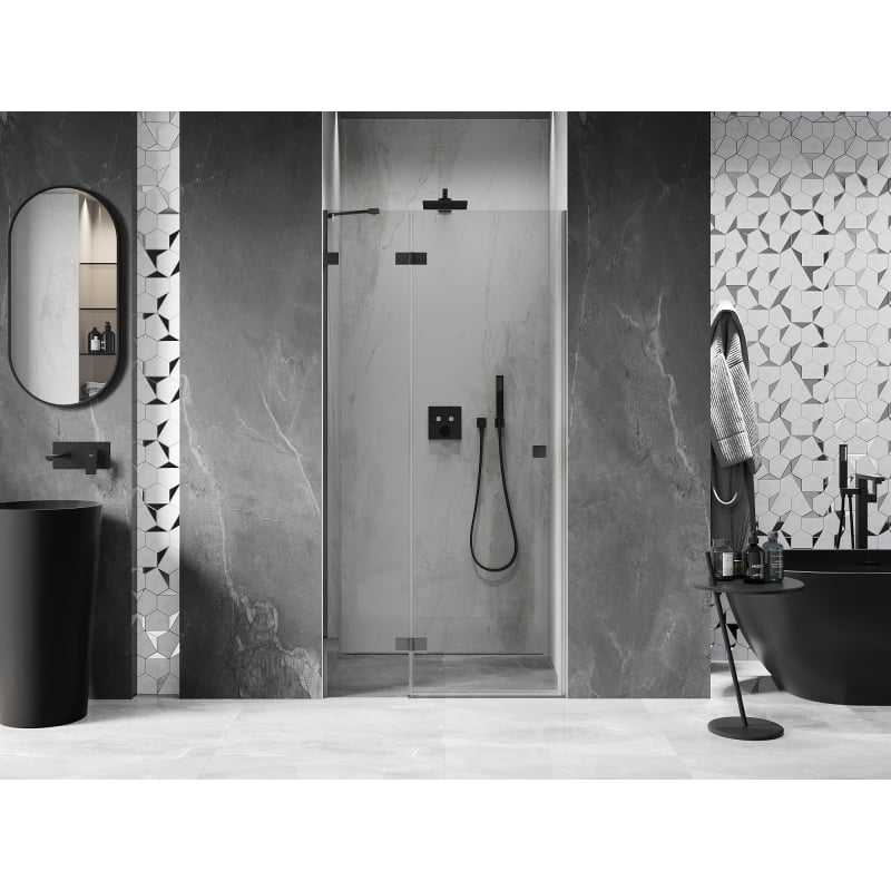 Mexen Lunar drzwi prysznicowe uchylne lewe 110 cm, transparent, gun metal - 834-110-000-95-00-L