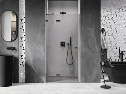 Mexen Lunar drzwi prysznicowe uchylne lewe 110 cm, transparent, gun metal - 834-110-000-95-00-L
