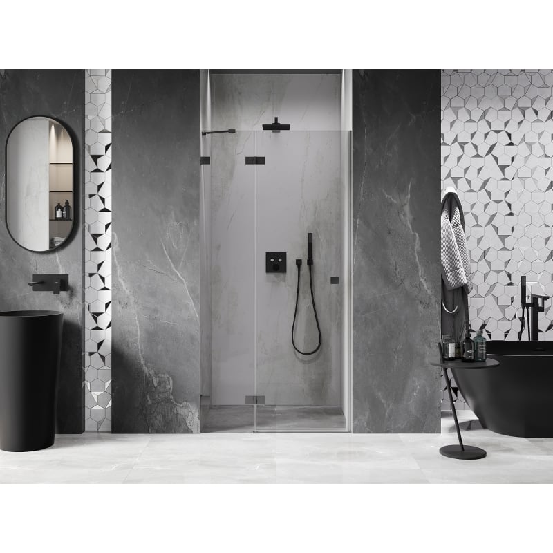 Mexen Lunar drzwi prysznicowe uchylne lewe 115 cm, transparent, gun metal - 834-115-000-95-00-L