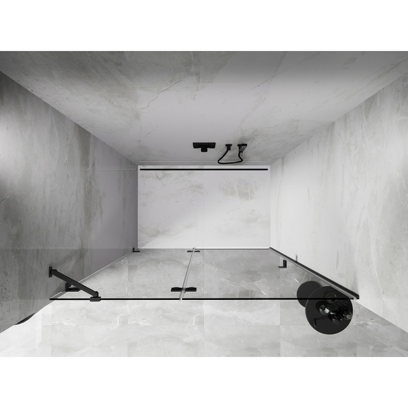 Mexen Lunar drzwi prysznicowe uchylne lewe 130 cm, transparent, gun metal - 834-130-000-95-00-L