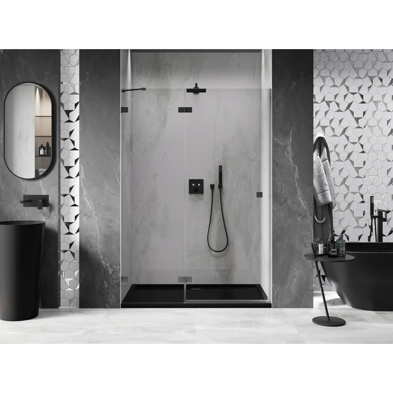 Mexen Lunar drzwi prysznicowe uchylne lewe 140 cm, transparent, gun metal - 834-140-000-95-00-L