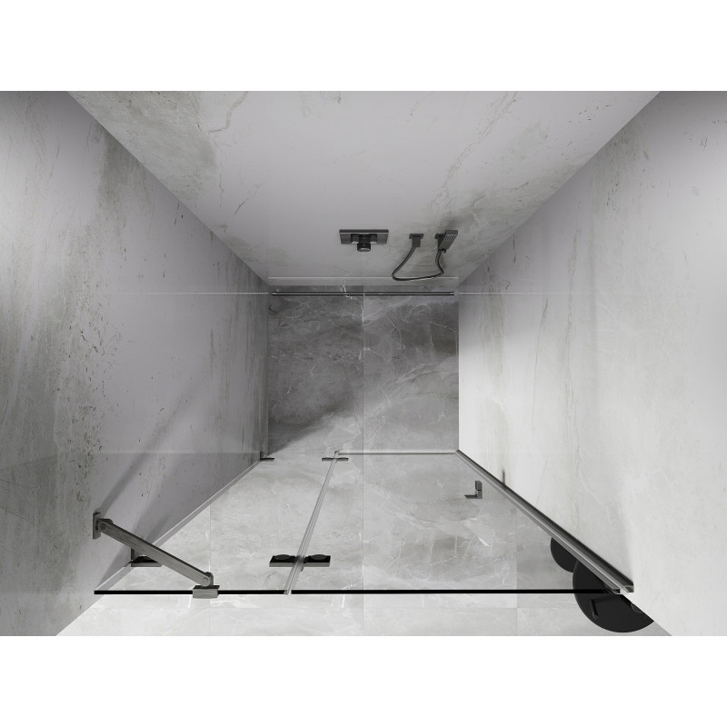 Mexen Lunar drzwi prysznicowe uchylne lewe 80 cm, transparent, nikiel szczotkowany - 834-080-000-97-00-L