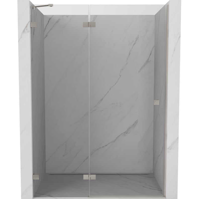 Mexen Lunar drzwi prysznicowe uchylne lewe 140 cm, transparent, nikiel szczotkowany - 834-140-000-97-00-L