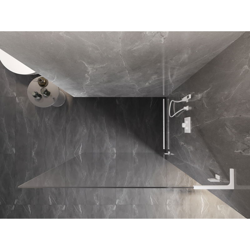 Mexen Lunar L ścianka prysznicowa Walk-in prawa 90 x 200 cm, transparent 8 mm, biała - 830L-090-000-20-00-P