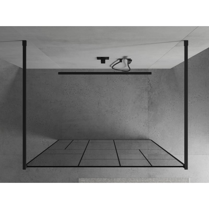 Mexen Kioto ścianka prysznicowa wolnostojąca 140 x 200 cm, czarny wzór 8 mm, czarna - 800-140-002-70-78