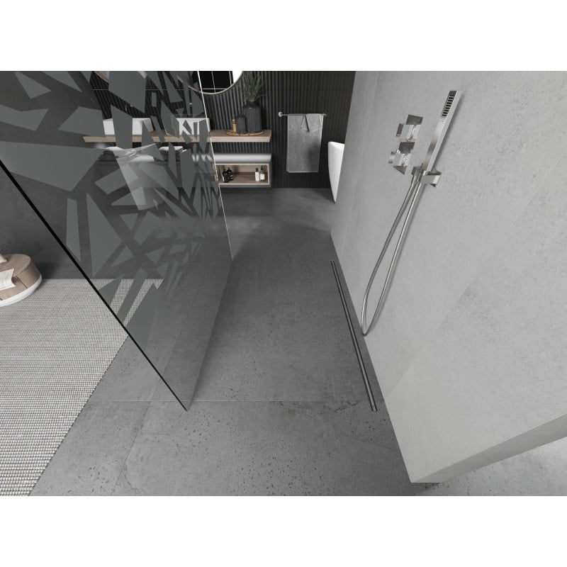 Mexen Kioto ścianka prysznicowa wolnostojąca 100 x 200 cm, biały wzór 8 mm, chrom - 800-100-002-01-85