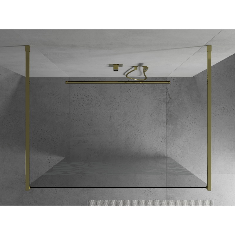 Mexen Kioto ścianka prysznicowa wolnostojąca 120 x 200 cm, biały wzór 8 mm, złota - 800-120-002-50-85