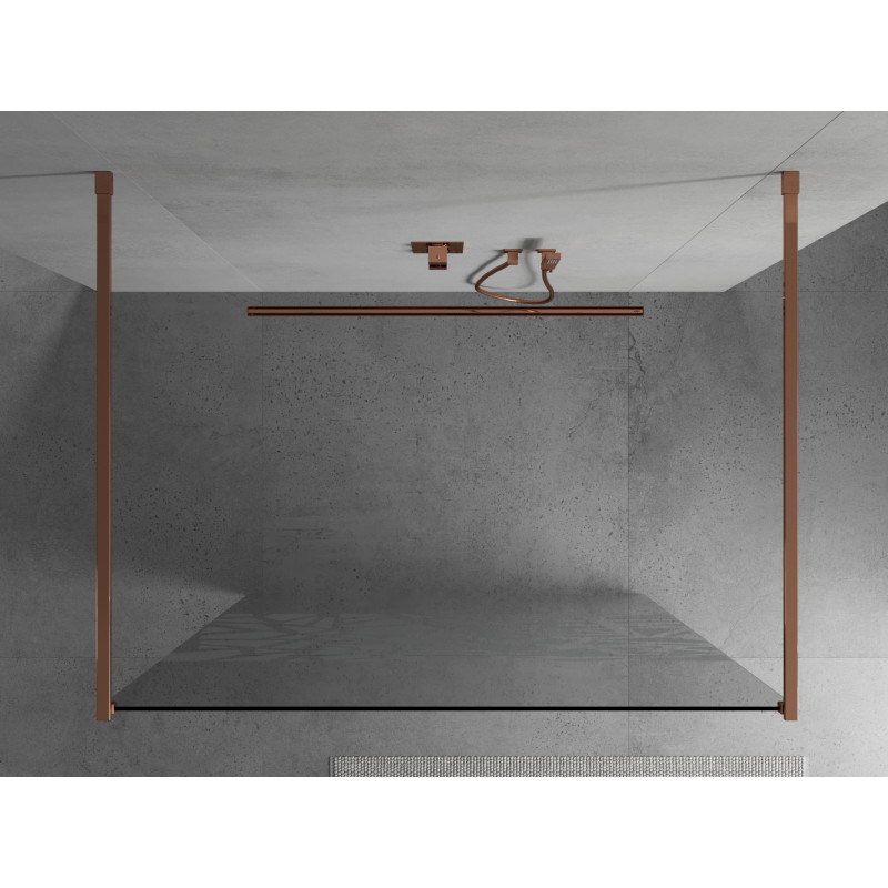Mexen Kioto ścianka prysznicowa wolnostojąca 120 x 200 cm, biały wzór 8 mm, różowe złoto - 800-120-002-60-85