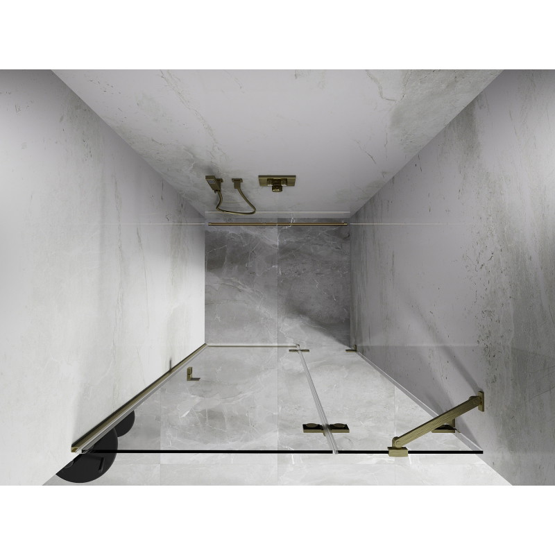 Mexen Lunar drzwi prysznicowe uchylne prawe 95 cm, transparent, złote szczotkowane - 834-095-000-55-00-P