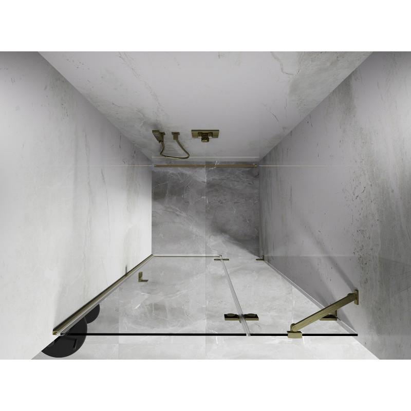Mexen Lunar drzwi prysznicowe uchylne prawe 125 cm, transparent, złote szczotkowane - 834-125-000-55-00-P
