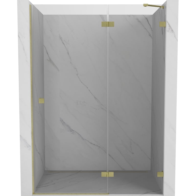 Mexen Lunar drzwi prysznicowe uchylne prawe 140 cm, transparent, złote szczotkowane - 834-140-000-55-00-P
