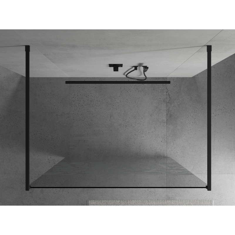 Mexen Kioto ścianka prysznicowa wolnostojąca 120 x 200 cm, biały wzór 8 mm, czarna - 800-120-002-70-85