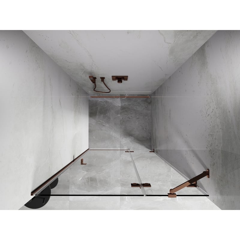 Mexen Lunar drzwi prysznicowe uchylne prawe 85 cm, transparent, różowe złoto - 834-085-000-60-00-P