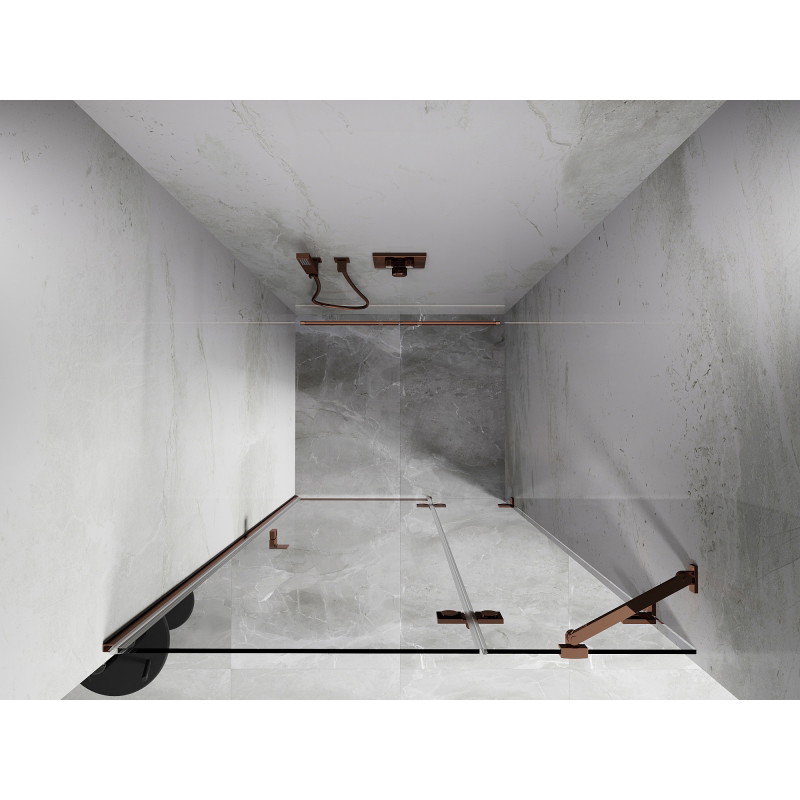 Mexen Lunar drzwi prysznicowe uchylne prawe 95 cm, transparent, różowe złoto - 834-095-000-60-00-P