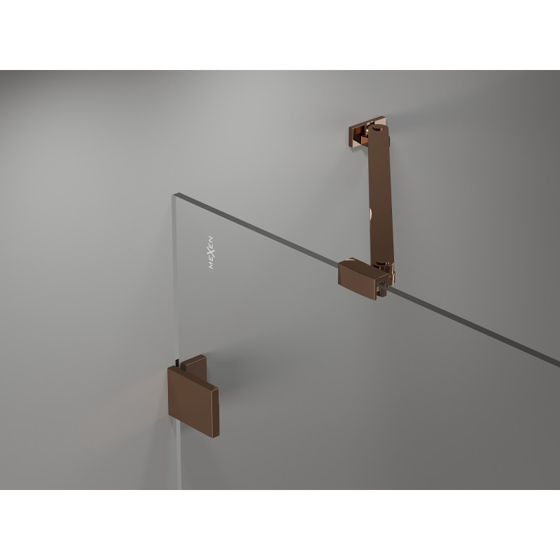 Mexen Lunar drzwi prysznicowe uchylne prawe 130 cm, transparent, różowe złoto - 834-130-000-60-00-P