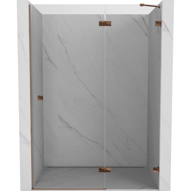 Mexen Lunar drzwi prysznicowe uchylne prawe 135 cm, transparent, różowe złoto - 834-135-000-60-00-P