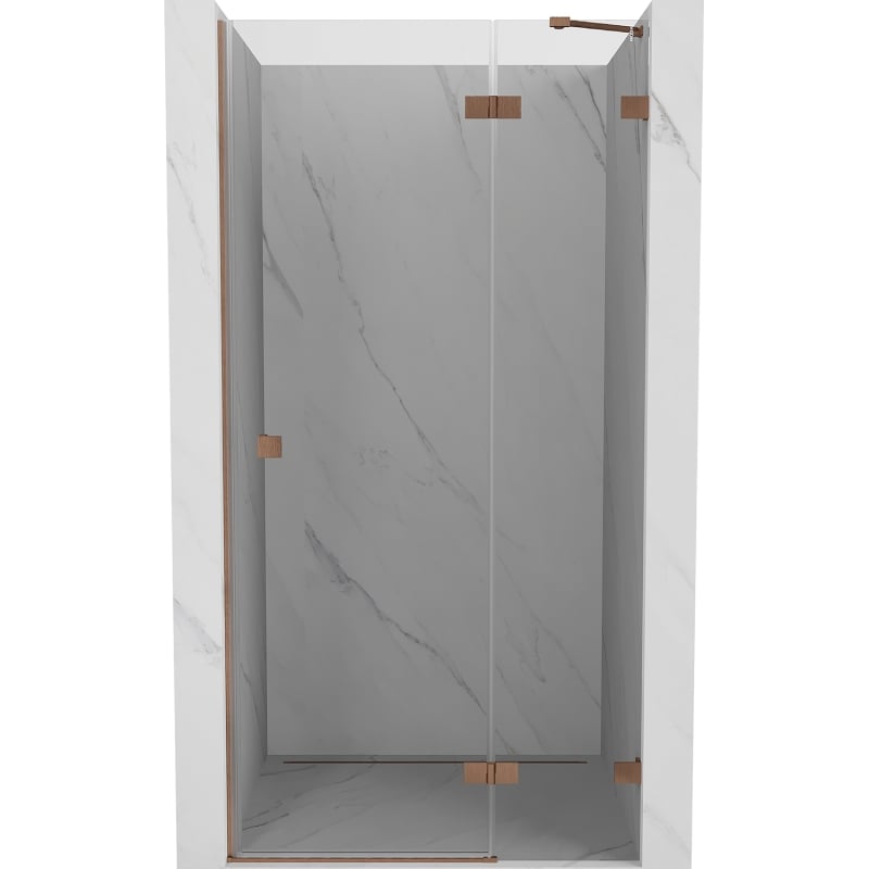 Mexen Lunar drzwi prysznicowe uchylne prawa 95 cm, transparent, miedź szczotkowana - 834-095-000-65-00-P