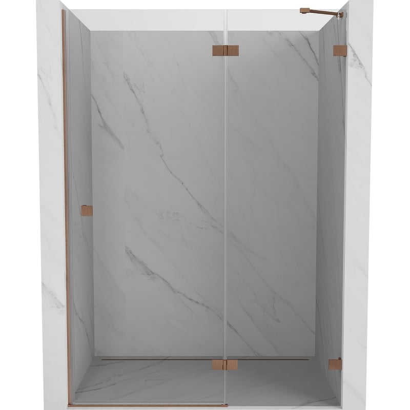 Mexen Lunar drzwi prysznicowe uchylne prawa 130 cm, transparent, miedź szczotkowana - 834-130-000-65-00-P