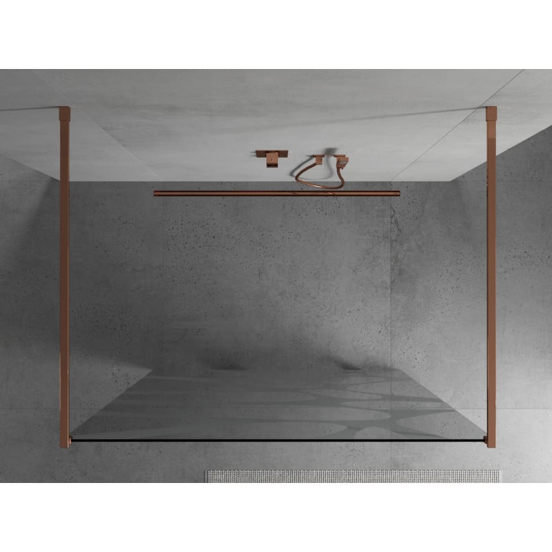 Mexen Kioto ścianka prysznicowa wolnostojąca 110 x 200 cm, biała fala 8 mm, różowe złoto - 800-110-002-60-97