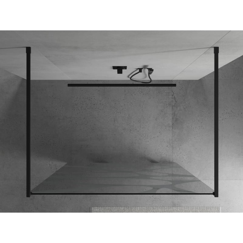 Mexen Kioto ścianka prysznicowa wolnostojąca 110 x 200 cm, biała fala 8 mm, czarna - 800-110-002-70-97
