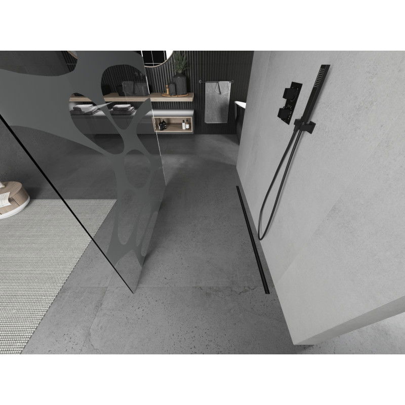 Mexen Kioto ścianka prysznicowa wolnostojąca 120 x 200 cm, biała fala 8 mm, czarna - 800-120-002-70-97