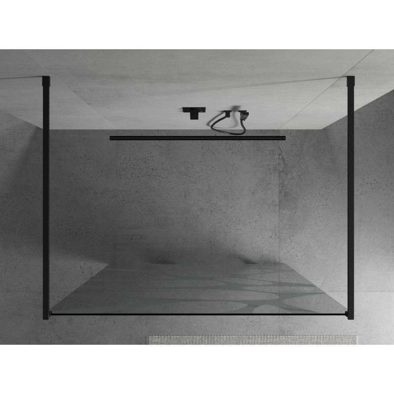 Mexen Kioto ścianka prysznicowa wolnostojąca 140 x 200 cm, biała fala 8 mm, czarna - 800-140-002-70-97