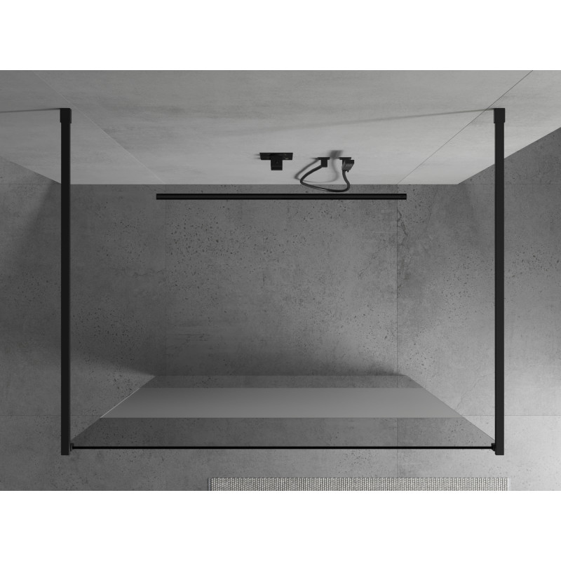 Mexen Kioto ścianka prysznicowa wolnostojąca 140 x 200 cm, transparent/szron 8 mm, czarna - 800-140-002-70-35