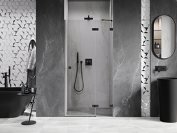 Mexen Lunar drzwi prysznicowe uchylne prawe 70 cm, transparent, czarne - 834-070-000-70-00-P