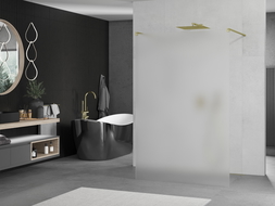 Mexen Kioto ścianka prysznicowa wolnostojąca 110 x 200 cm, szron 8 mm, złota - 800-110-002-50-30