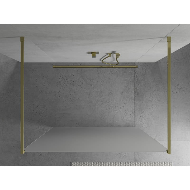 Mexen Kioto ścianka prysznicowa wolnostojąca 100 x 200 cm, szron 8 mm, złota - 800-100-002-50-30