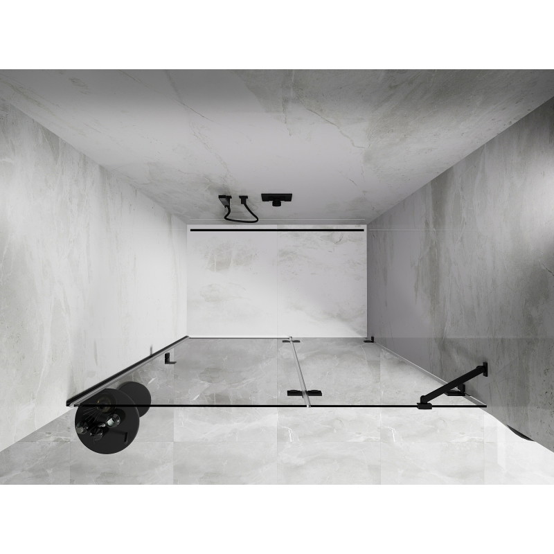 Mexen Lunar drzwi prysznicowe uchylne prawe 140 cm, transparent, czarne - 834-140-000-70-00-P